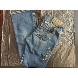 Silver Jeans Co Tuesday Low Rise Slim Bootcut Jeans Womens 8P Short Blue Denim